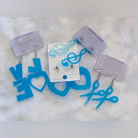 🎼Music Earrings🎼-New/Fun/Large/Iridescent/Plastic/Hippie/Rainbow/Party/Fun/Luv - Picture 10 of 12